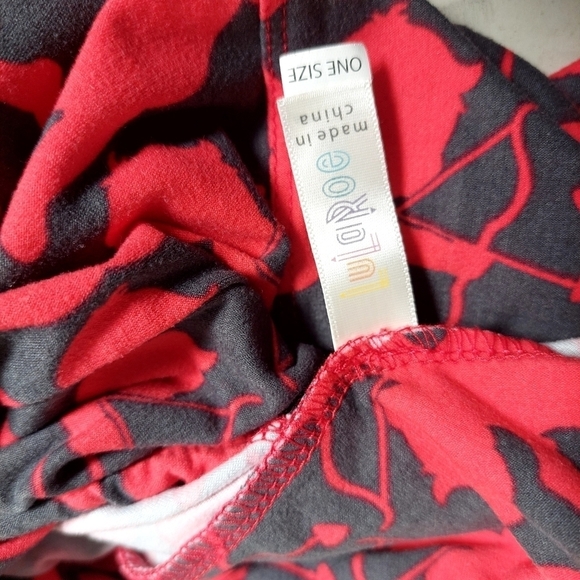 Lularoe Red Gray Leggings‎ Pull On Elastic Waist OS Women Cupid Valentines Fun - Picture 3 of 9